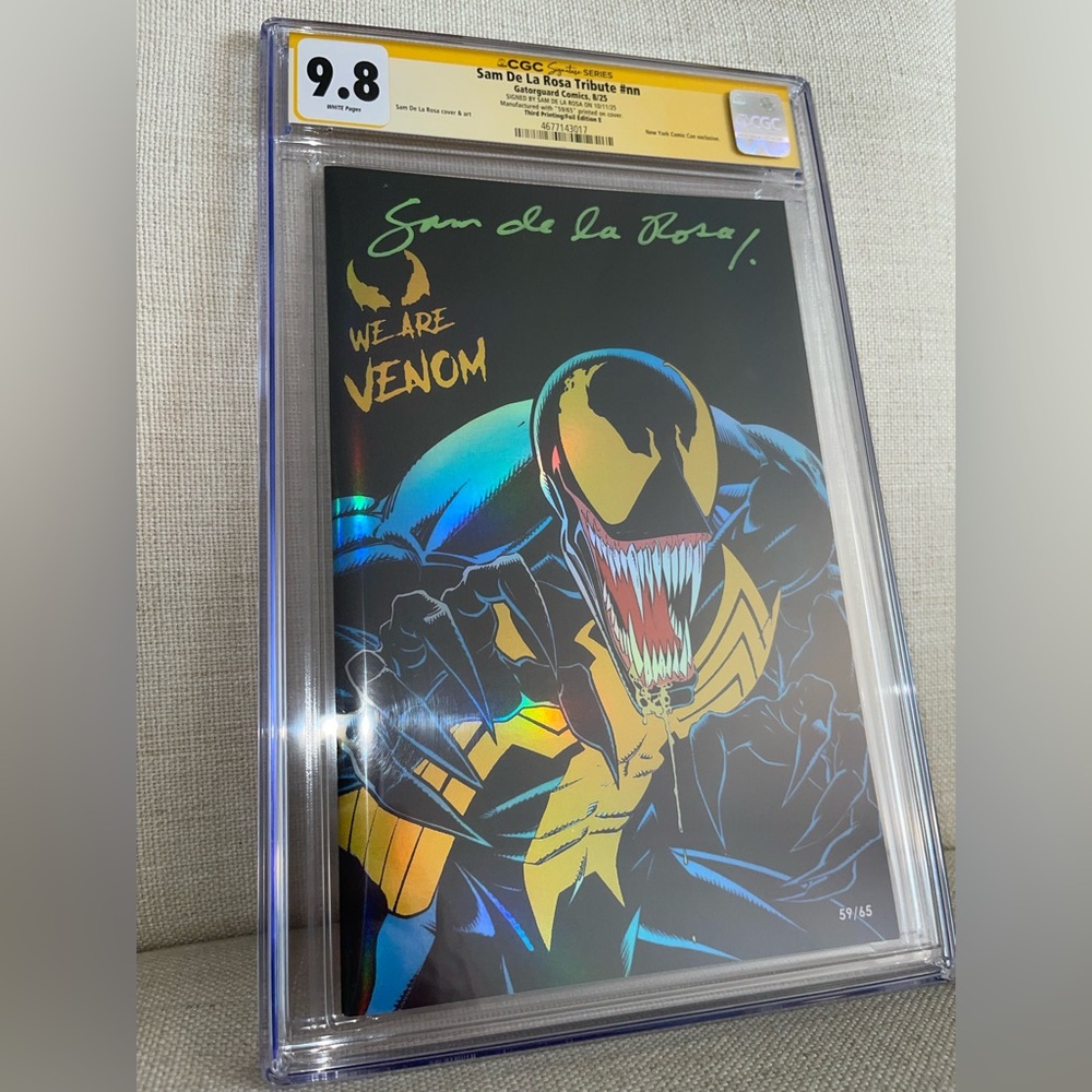 SAM DE LA ROSA TRIBUTE NYCC BLACK & GOLD VARIANT 59/65 CGC SS 9.8 Venom 1 Cover